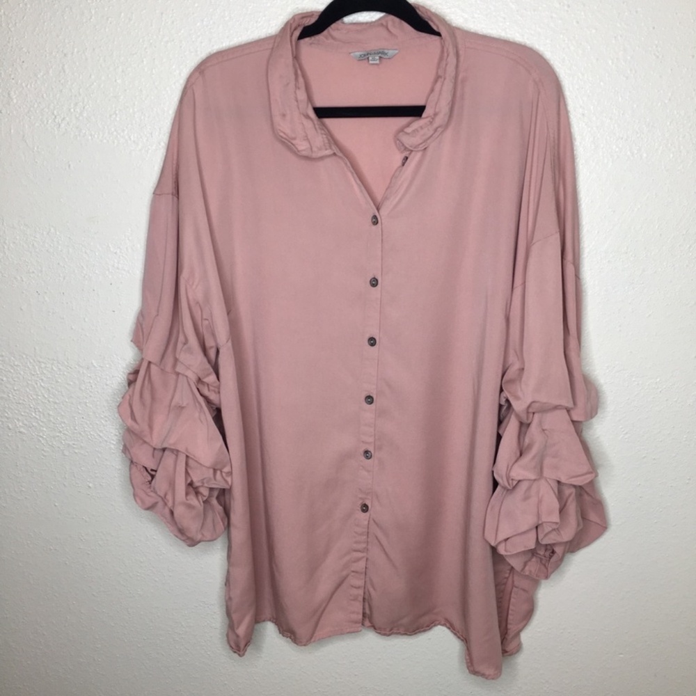 John Mark Statement Puffy Sleeve Button Down Top XL